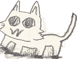 子どもが描いた手描きのネコ